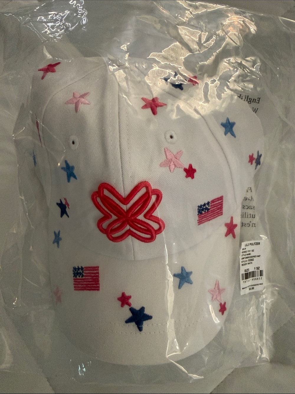 White women’sStar & Flag Embroidered Baseball Cap - lily Pulitzer